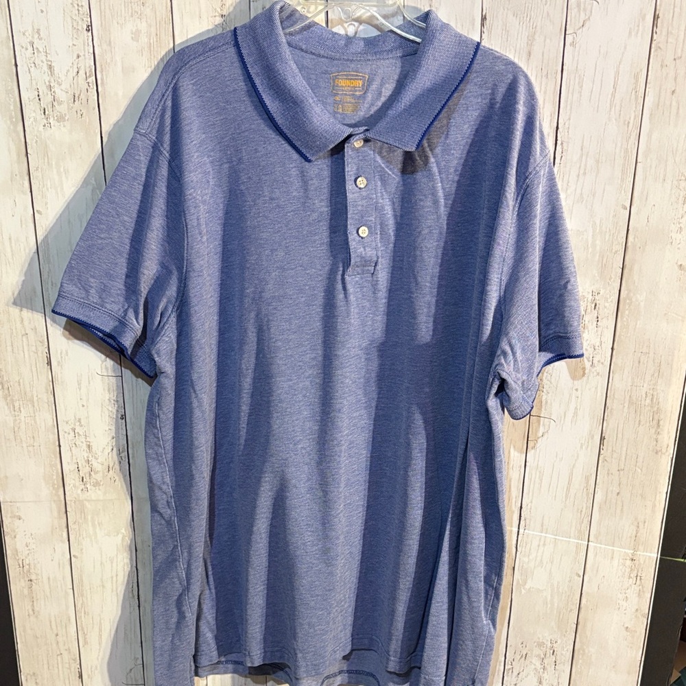The Foundry Supply Co. Heather Blue Polo Shirt
